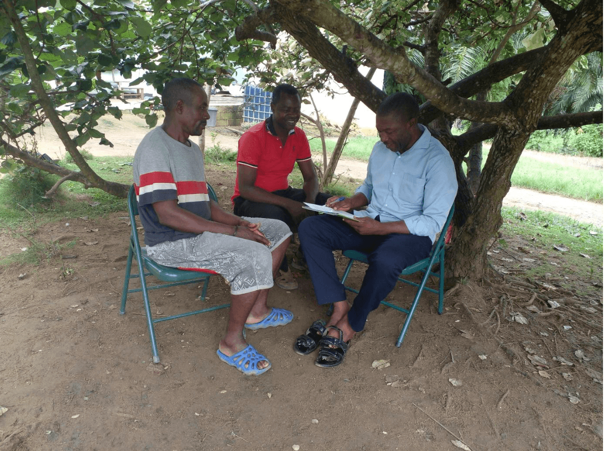 Conversation under a leafy tree